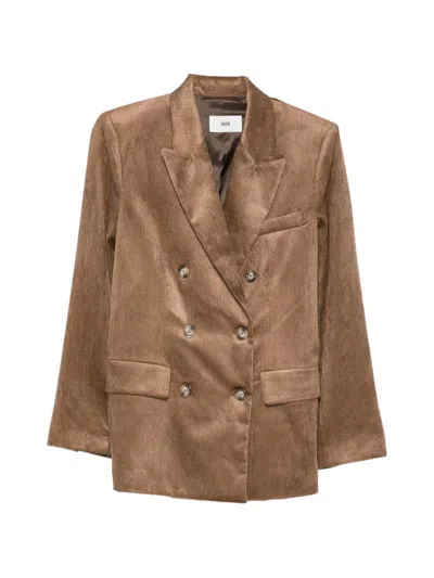 Solotre Double-breasted Corduroy Blazer In Animal Print
