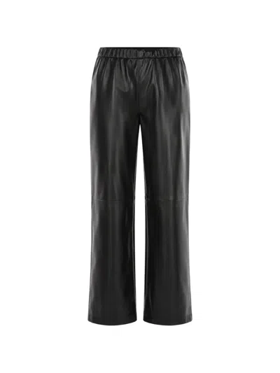Solotre Elasticated Faux-leather Trousers In Black