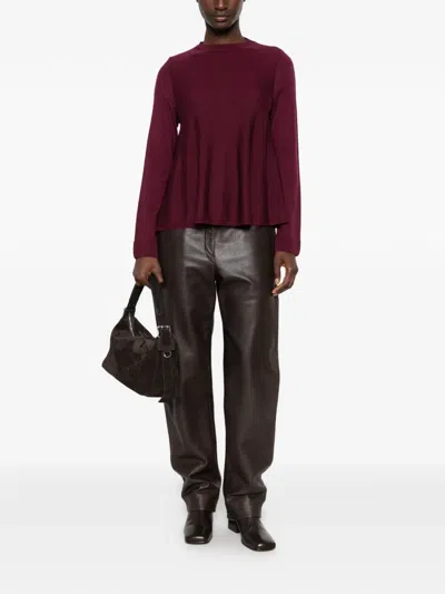 Solotre Flared Sweater In Burgundy