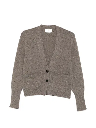 Solotre Flecked V-neck Cardigan In Brown