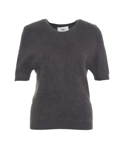 Solotre Fuzzy Texture Yak Wool Knit Sweater In Gray