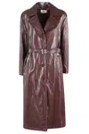 Solotre Glossy Trench Coat With Classic Lapel And Tailored Fit In Brown