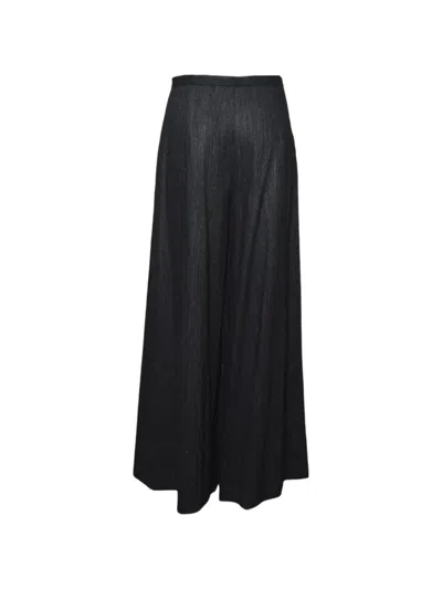 Solotre Herringbone-pattern Pleated Palazzo Pants In Black