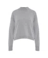 Solotre High Collar Knit Sweater With Ribbed Details In Gray