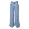 Solotre Pleated Wide-leg Jeans In Blue