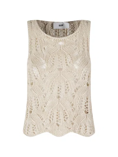 Solotre Maglia Open-knit Top In Neutral