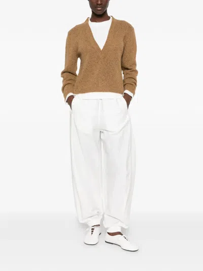 Solotre Marl-knit Layered-effect Sweater In Brown