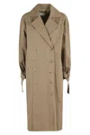 Solotre Milk Coffee Double-breasted Trench Coat With Belted Waist In Brown