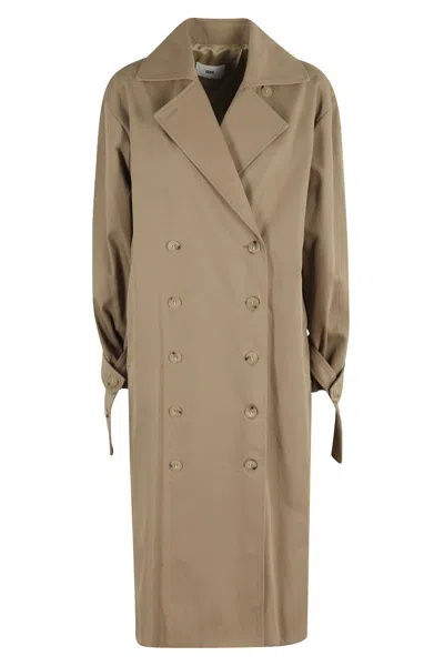 SOLOTRE MILK COFFEE DOUBLE-BREASTED TRENCH COAT WITH BELTED WAIST
