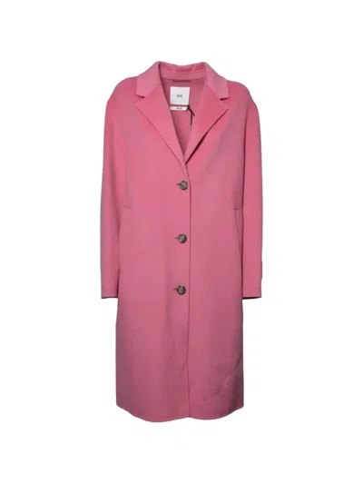 Solotre Notched-lapel Single-breasted Coat In Pink