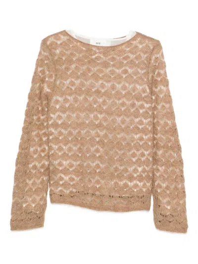 Solotre Open-knit Sweater In Brown