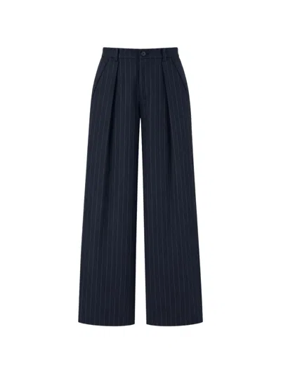Solotre Pinstriped Pleated Trousers In Blue