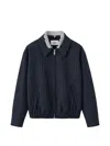 PINSTRIPE-PATTERN ELASTICATED-HEM JACKET
