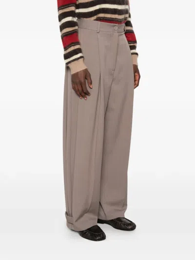 Solotre Pleated Button-cuff Trousers In Gray
