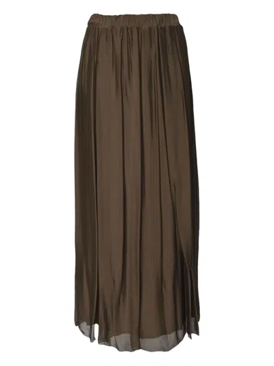 Solotre Pleated Maxi Skirt In Brown
