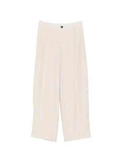 Solotre Pleated Straight-leg Trousers In Neutral