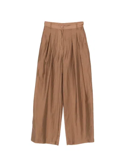 Solotre Pleated Trousers In Brown