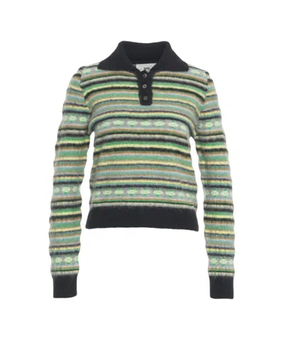 Solotre Polo Collar Knit Sweater In Multi