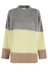 Solotre Relaxed Fit Striped Knit Sweater With Round Neckline In Multi