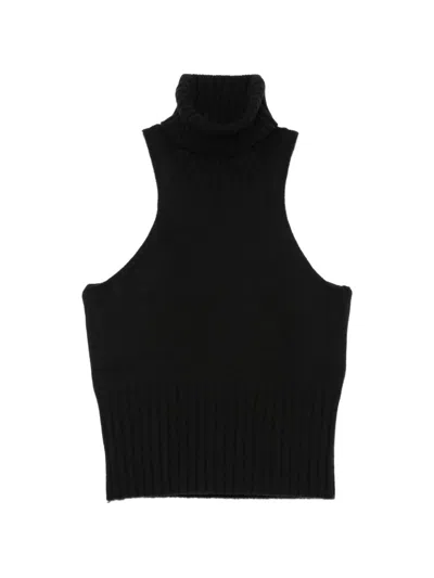 Solotre Ribbed-knit Roll-neck Top In Black