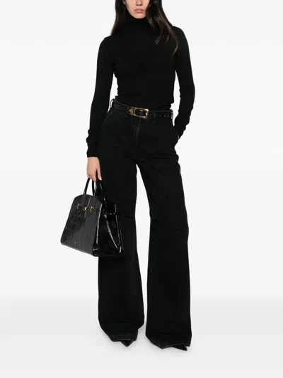 Solotre Ruched Roll-neck Sweater In Black