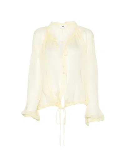 Solotre Ruffled-trim Blouse In Yellow