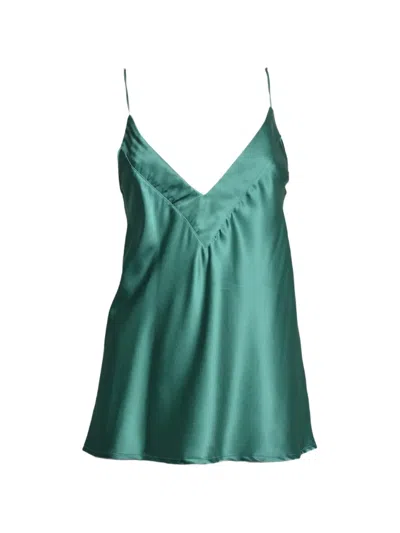 Solotre Satin-finish V-neck Top In Red
