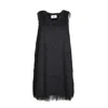Solotre Sleek Black Dress With Flattering Silhouette In Black