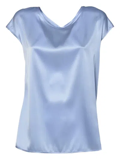 Solotre Tie-detail Crew-neck Top In Blue