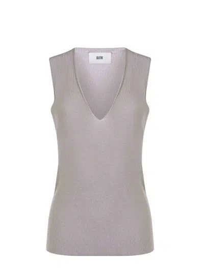 Solotre Top Made Of Light Gray Viscose.