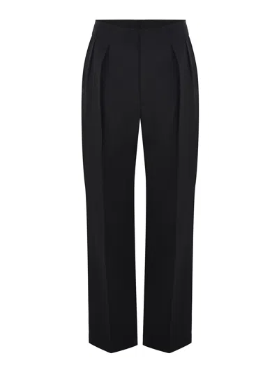 Solotre Trousers In Wool Blend In Black