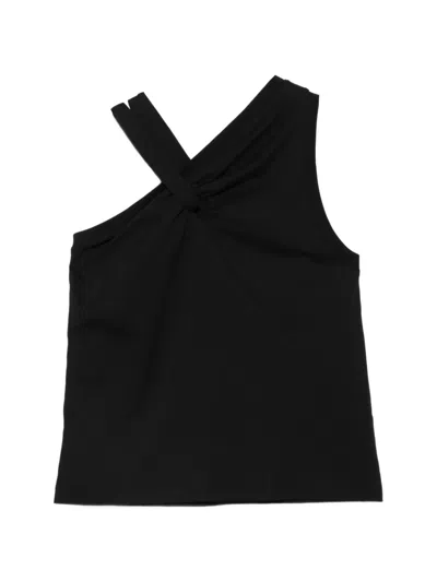 Solotre Twisted-strap Top In Black