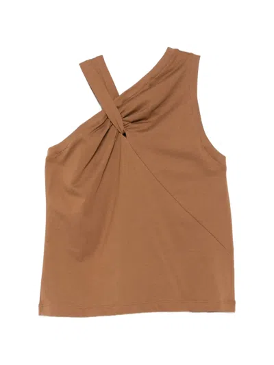 Solotre Twisted-strap Top In Brown