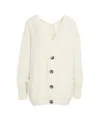 Solotre V-neck Misto Mohair Cardigan With Practical Patch Pockets In White