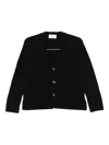 Solotre V-neck Ribbed-trim Cardigan In Black