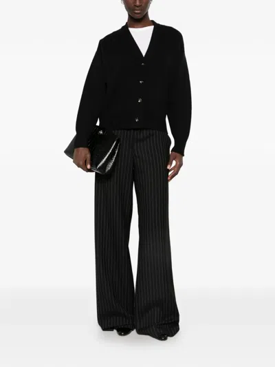 Solotre V-neck Button-up Cardigan In Black
