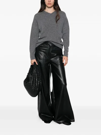 Solotre V-neck Knitted Sweater In Gray