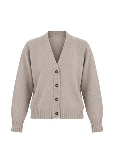 Solotre V-neck Raglan-sleeve Cardigan In Neutral