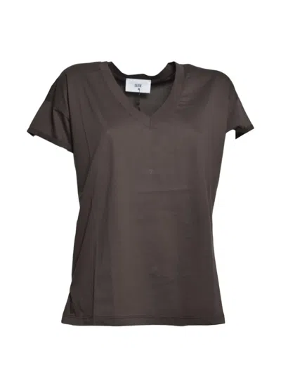 Solotre V-neck Short-sleeve T-shirt In Brown