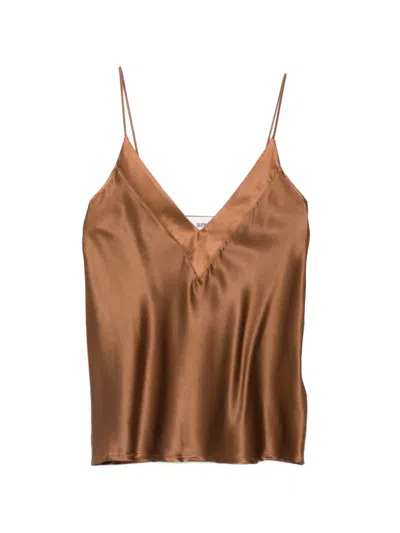 Solotre V-neck Top In Brown