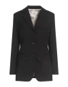 Solotre Woman Blazer Black Size 6 Polyester, Virgin Wool, Elastane, Viscose