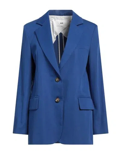 Solotre Woman Blazer Bright Blue Size 6 Cotton, Linen