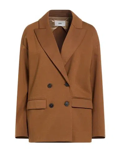 Solotre Woman Blazer Brown Size 6 Viscose, Polyamide, Elastane