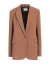 Solotre Woman Blazer Camel Size 8 Polyester, Elastane In Beige