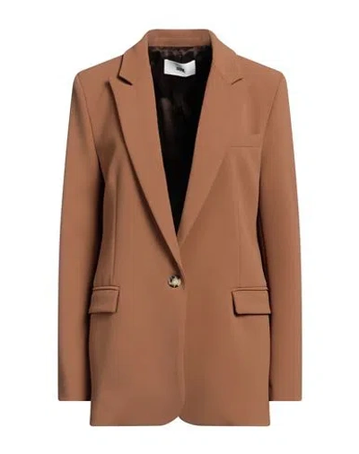 Solotre Woman Blazer Camel Size 2 Polyester, Virgin Wool, Elastane, Viscose In Beige