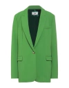 Solotre Woman Blazer Green Size 10 Polyester, Elastane In Green
