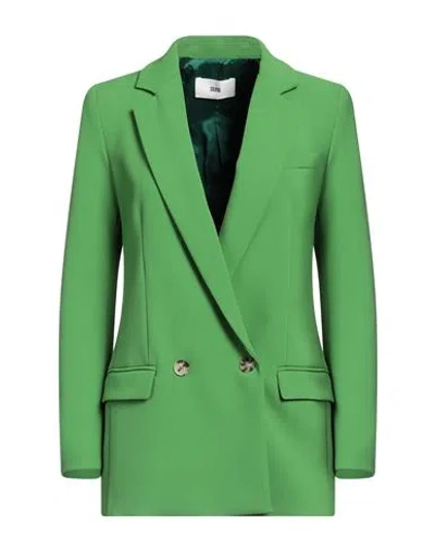Solotre Woman Blazer Green Size 2 Polyester, Elastane