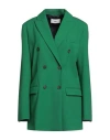 Solotre Woman Blazer Green Size 4 Polyester, Wool, Elastane In Green