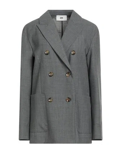 Solotre Woman Blazer Grey Size 10 Polyester, Virgin Wool, Elastane In Gray