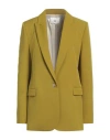 Solotre Woman Blazer Lime Green Size 6 Polyester, Elastane, Viscose In Green